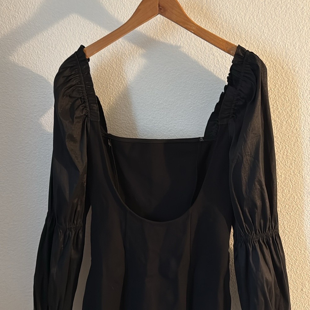 NWOT Majorelle Dove Long Puff Sleeve Mini Dress Black - Size Medium - Picture 8 of 8